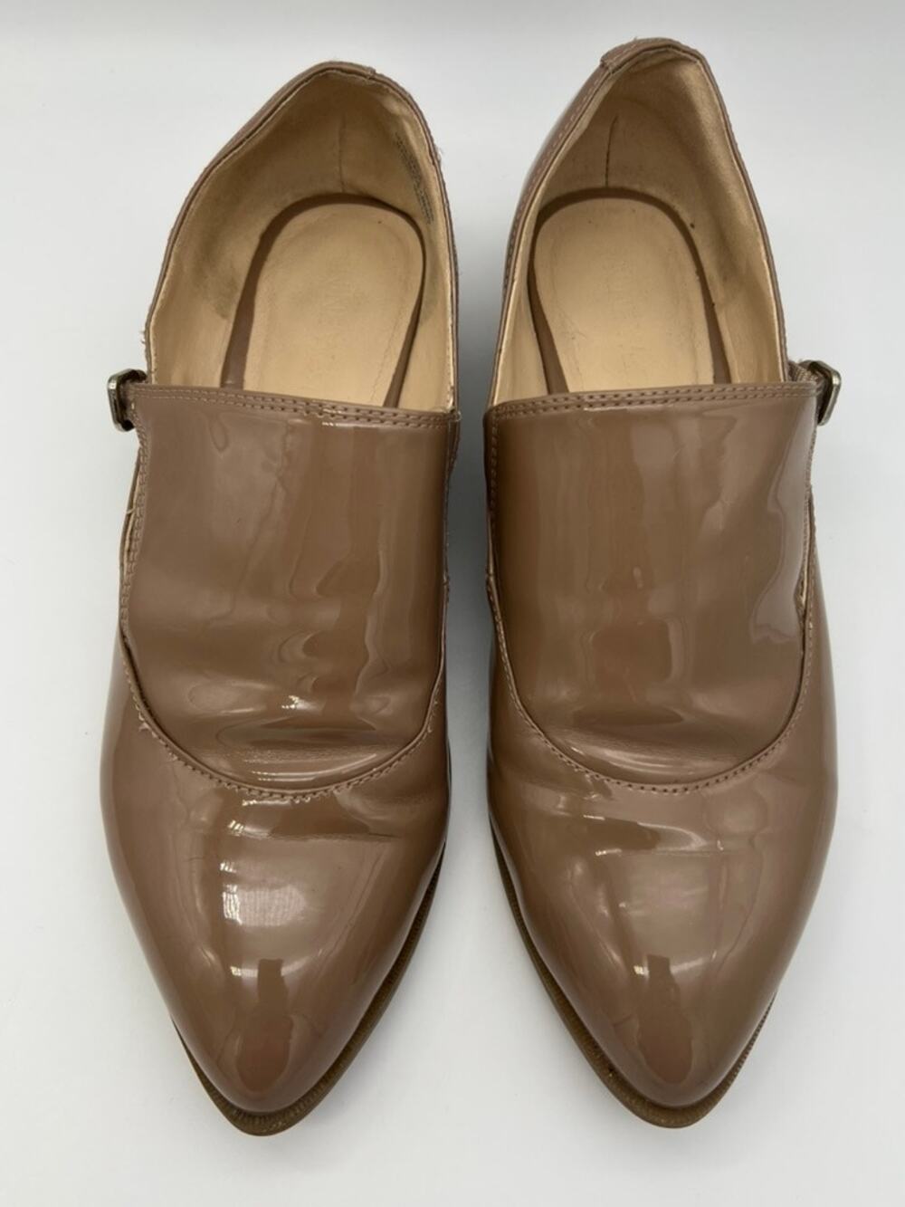 Nine‎ West Nadjio Beige Patent Leather Stylish Modern Trendy Dress Flat Shoes 8M